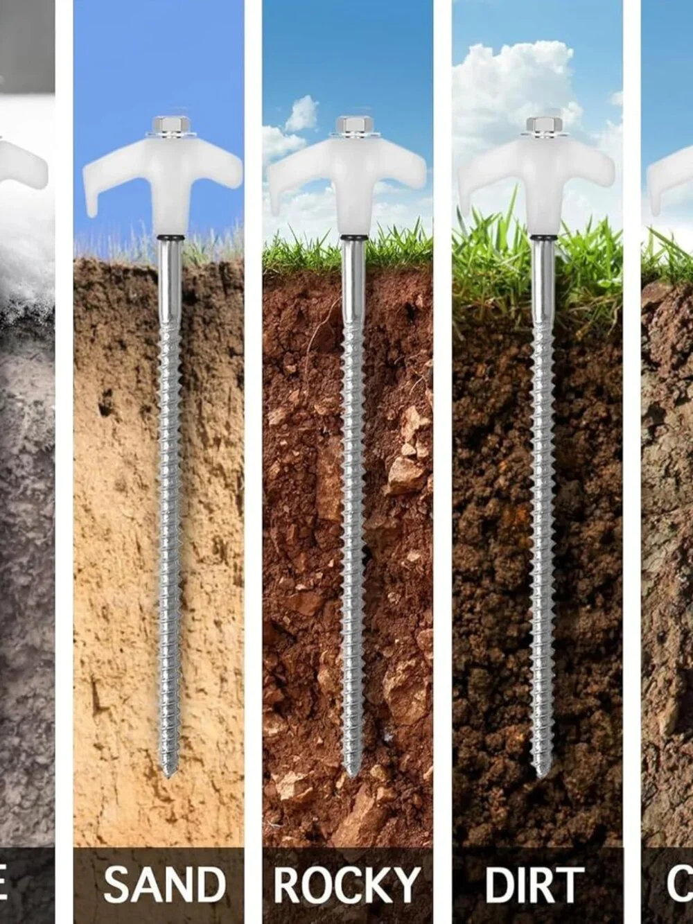 Ground Anchors Screw in, Metal Threaded Tent Spikes, Camping Pegs for Canopies